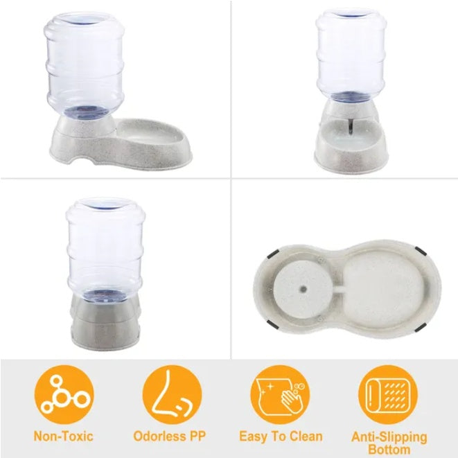 Gravity-flow dog and cat waterer with refillable barrel