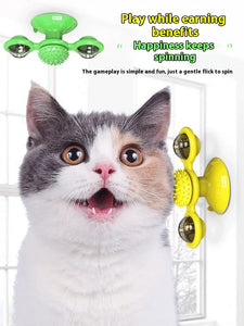Cat windmill toy for batting, chasing, and playful exercise