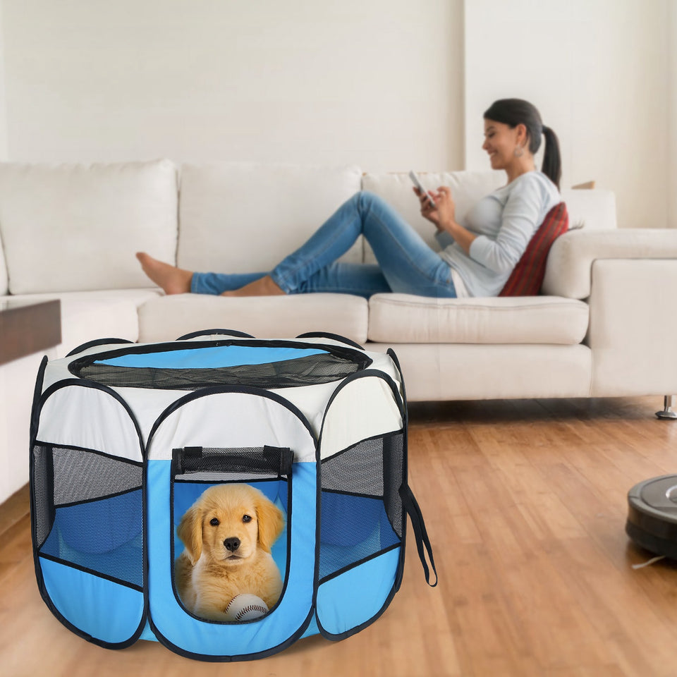 Water-resistant dog and cat playpen with foldable design